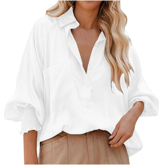 Giftesty Womens Long Sleeved Tops/shirt Women's Loose And Versatile V-Neck Long Sleeved Cotton Linen Tops Shirt