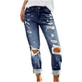 thumbnail image 1 of Giftesty Womens Pants Clearance!Fashion Women Pockets Button Mid Waist Skinny Ripped Jeans Trousers Hole Denim Pants, 1 of 9