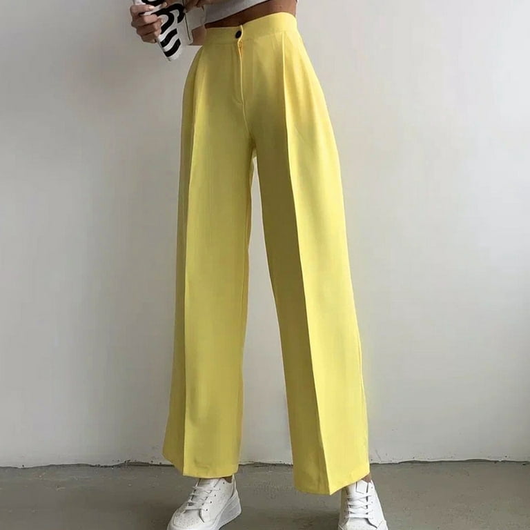 Giftesty Womens Pants Clearance Fashion Women's Casual Elastic Waist Pocket  Solid Color Trousers Long Pants
