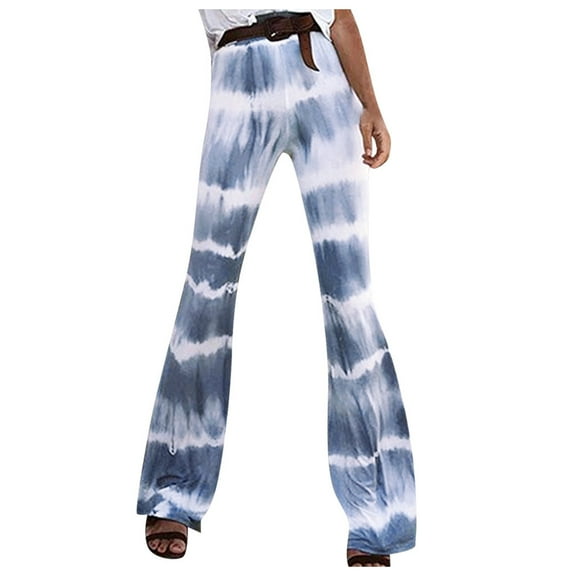 Giftesty Womens Pants Women's Fashion Casual Print Flare Stripe Camping Pants