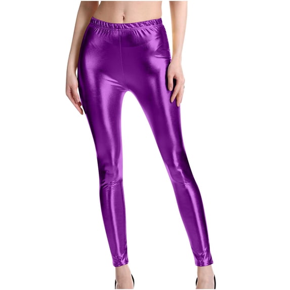 Giftesty Womens Pants Clearance!Women's High Elasticity High Waist Shiny Leather Skinny Pants