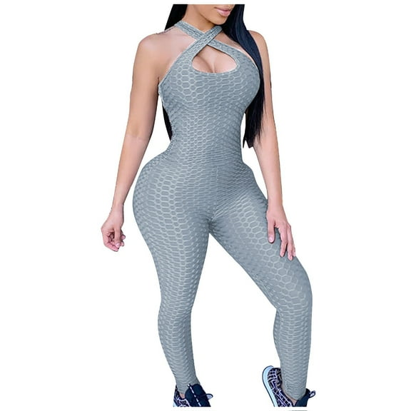 Giftesty Womens Pants Clearance!Women's Large Size Backless Yoga Exercise Fitness Pants Skinny Jumpsuit