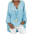 thumbnail image 1 of Giftesty Womens Plus Size Clearance Plus Size Women Casual Long Sleeve Solid Color Loose V-neck Shirt Blouse Top, 1 of 3