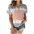 thumbnail image 1 of Giftesty Womens Plus Size Clearance Women's Color Block Tie-Dye Patchwork Crew-Neck T-Shirt Casual Tee Tops（S-5XL）, 1 of 4
