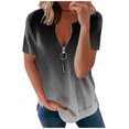thumbnail image 1 of Giftesty Womens Plus Size Clearance Women's Summer Short SleevesＶ-Neck Zipper Leopard Hollow Out T-Shirt Blouse Tops, 1 of 4