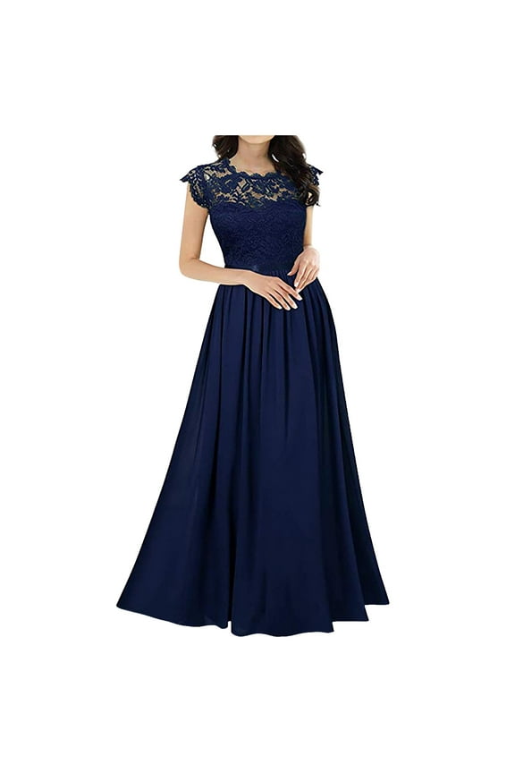 Womens Plus Size Dresses Chiffon Dress Chiffon Stitching Lace Dress Bridesmaids Evening Gowns Women