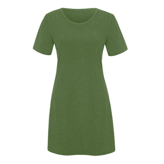 Giftesty Womens Plus Size Dresses Women Casual Short Sleeve Solid Ladies Loose Mini Dress