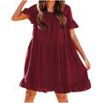 thumbnail image 1 of Giftesty Womens Plus Size Dresses Clearance Women Round Neck Solid Short Sleeve Dress Casual Loose Dress, 1 of 6