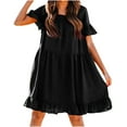 thumbnail image 1 of Giftesty Womens Plus Size Dresses Clearance Women Round Neck Solid Short Sleeve Dress Casual Loose Dress, 1 of 4