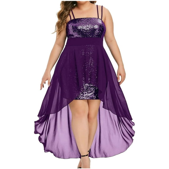 Giftesty Womens Plus Size Dresses Women Sling Deep Sequin Loose Evening Dresses Plus Size Dress