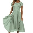 thumbnail image 1 of Giftesty Womens Plus Size Dresses Women Solid Short Sleeve Round Neck Lace Chiffon Mesh Waist Party Dresses, 1 of 6