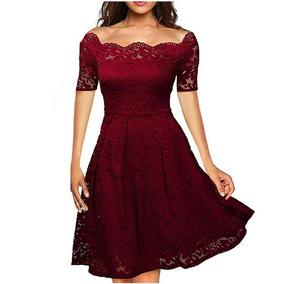 Giftesty Womens Plus Size Dresses Women Summer Lace Casual Pullover Solid Short Sleeve Mini Dress