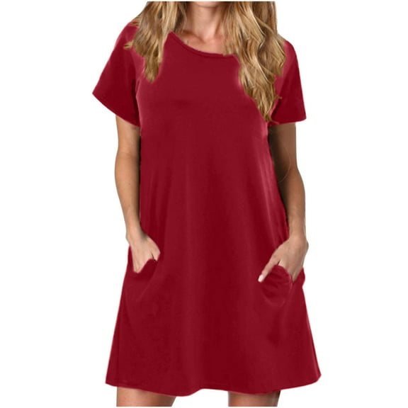 Giftesty Womens Plus Size Dresses Women’s Casual Summer T Shirt Dress Loose Short Sleeve Tunic Dress with Pockets for Women