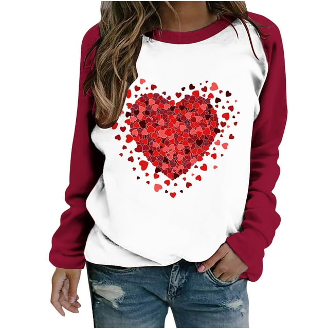 Giftesty Womens Plus Size Pullovers Loose Top Women's Valentine's Day ...