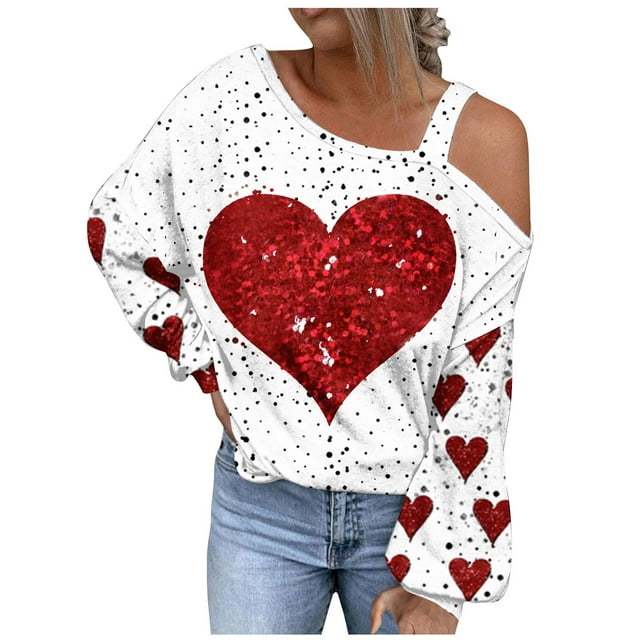 Giftesty Womens Plus Size Shirts Top Womens Valentine Day Sweatshirt ...