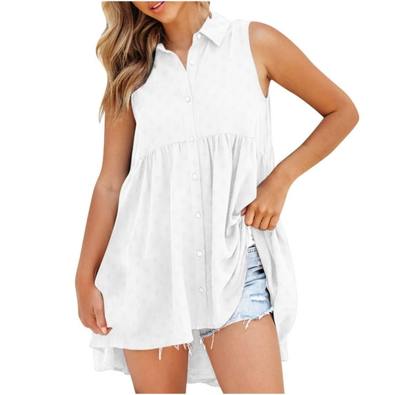 Giftesty Womens Shirts Clearance Women Fashion Summer Sleeveless Solid Color Light Loose Blouse Tunic Tank Ventilation T-Shirt