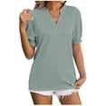 thumbnail image 1 of Inleife Womens Shirts Women's Fashionable V-Neck Lace Short Sleeved Casual Solid Color T-Shirt Top, 1 of 4