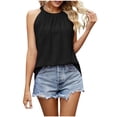 thumbnail image 1 of Giftesty Womens Shirts Clearance Women's Summer Solid Lace V-Neck Bubble Sleeveless Solid T-Shirt Top, 1 of 4