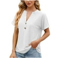thumbnail image 1 of Inleife Womens Shirts Women's V-Neck Hollow Out Recreational Short Sleeve Tops Summer Blouse, 1 of 4