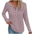 thumbnail image 1 of Giftesty Womens Shirts Fashion Women's Button V-Neck Long Sleeve Casual T-Shirt Top Solid Loose Blouse, 1 of 6