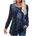 thumbnail image 1 of Giftesty Womens Shirts Long Sleeves Women's Beaded Patchwork Printed Pendant Collar Long Sleeved Tops, 1 of 5
