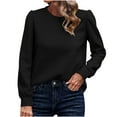 thumbnail image 1 of Giftesty Womens Shirts Long Sleeves Women's Fall Winter Casual Fashion Solid Color Long Sleeved Round Neck Shirt Tops, 1 of 6