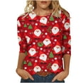 thumbnail image 1 of Giftesty Womens Shirts Plus Size Clearance Women's Fashion Christmas Printed T-Shirt 3/4 Sleeves Blouse Round Neck Casual Tops, 1 of 5