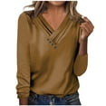 thumbnail image 1 of Giftesty Womens Shirts Plus Size Clearance Women's Long Sleeve Summer V Neck Sexy Casual Tops Regular Blouse Tops, 1 of 5