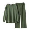 thumbnail image 1 of Giftesty Womens Shirts Plus Size Clearance Women's Solid Color Loose Fitting Large Size Long Sleeved Long Pants Pajama Set Home Clothing, 1 of 4