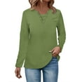 thumbnail image 1 of Giftesty Womens Shirts Plus Size Women's Solid Color V-Neck Long Sleeve Pleated Top, 1 of 3