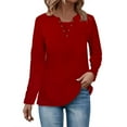 thumbnail image 1 of Giftesty Womens Shirts Plus Size Women's Solid Color V-Neck Long Sleeve Pleated Top, 1 of 3
