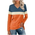 thumbnail image 1 of Giftesty Womens Shirts Plus Size Women's Solid V-Neck Long Sleeve Top, 1 of 4