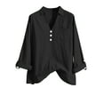 thumbnail image 1 of Inleife Womens Shirts Top Women's V-Neck Long Sleeve Loose Button Cotton And Linen Tunic Summer Blouse, 1 of 6