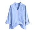 thumbnail image 1 of Inleife Womens Shirts Top Women's V-Neck Long Sleeve Loose Button Cotton And Linen Tunic Summer Blouse, 1 of 6