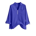 thumbnail image 1 of Inleife Womens Shirts Top Women's V-Neck Long Sleeve Loose Button Cotton And Linen Tunic Summer Blouse, 1 of 6