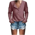 thumbnail image 1 of Giftesty Womens Shirts Women's Fashion Loose Women's Button V-Neck Long Sleeve Solid Color Shirt Tops, 1 of 6