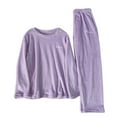 thumbnail image 1 of Giftesty Womens Shirts Women's Solid Color Set Casual Winter Warm Coral Velvet Pajamas Home Clothing Set, 1 of 6