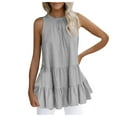 thumbnail image 1 of Giftesty Womens Sleeveless Splicing Fashion Solid Color T-Shirt Tops Loose Blouses Gray S, 1 of 6