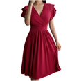 thumbnail image 1 of Inleife Womens Summer Dresses Women's Casual Fashion V-Neck Short Sleeve Solid Dress, 1 of 7