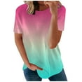 thumbnail image 1 of Giftesty Womens Summer Tops Fashion Women Summer Loose Print Round-Neck T-Shirt Short Sleeve Casual Blouse, 1 of 5