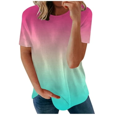Giftesty Womens Summer Tops Fashion Women Summer Loose Print Round-Neck T-Shirt Short Sleeve Casual Blouse