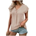 thumbnail image 1 of Giftesty Womens Summer Tops Fashion Women's Summer V-Neck Solid Short Sleeve Sexy Top Blouse, 1 of 6