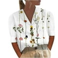 thumbnail image 1 of Giftesty Womens Summer Tops Women Mid-Sleeve Casual V-Neck Solid Color Loose Button Shirt Blouse Tops, 1 of 1