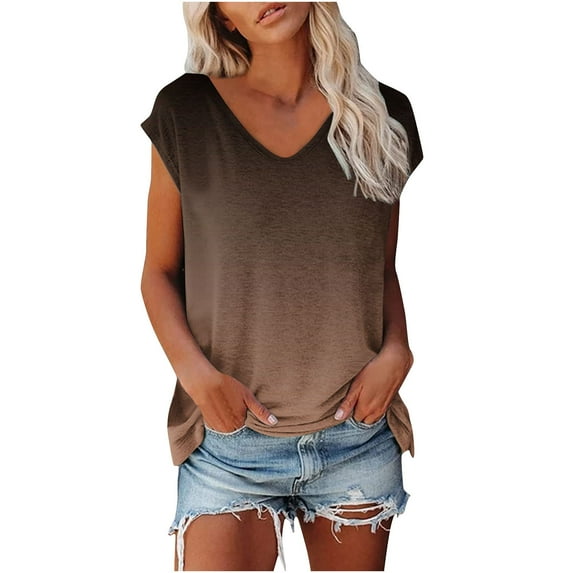 Giftesty Womens Summer Tops Women's Fashion Comfortable Casual V-Neck Short Sleeve Print Top Blouse
