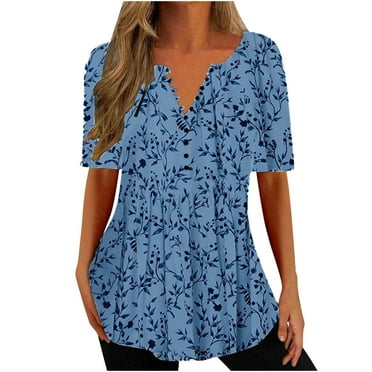 Giftesty Womens Summer Tops Women's Fashion Printing Casual V-Neck Short Sleeve Loose T-Shirt Tops