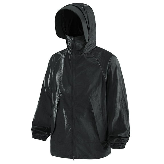 Giftesty Womens Sunscreen Suit Hooded Outwear with Pocket Zipper Long Sleeved Solid Color Coat Jacket Casual Fashion Sweatwear Coats