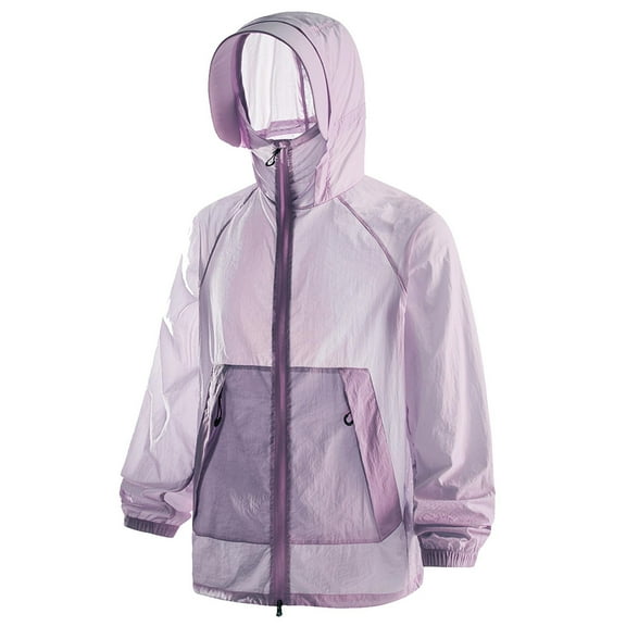 Giftesty Womens Sunscreen Suit Hooded Outwear with Pocket Zipper Long Sleeved Solid Color Coat Jacket Casual Fashion Sweatwear Coats