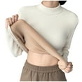 thumbnail image 1 of Giftesty Womens Sweatshirts Women's Solid Color Half High Collar Thick Wool Sweatshirt Winter Warm Underwear Round Neck Tops, 1 of 5