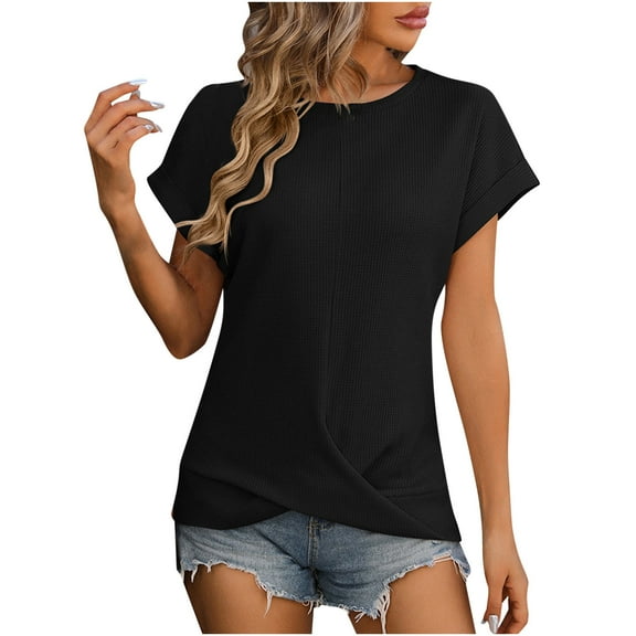 Inleife Womens T-Shirts Women's Fashion Solid V-Neck Short Sleeves Casual T-Shirt Top