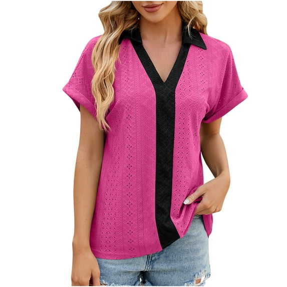 Inleife Womens T-Shirts Women's Fashion Solid V-Neck Short Sleeves Casual T-Shirt Top